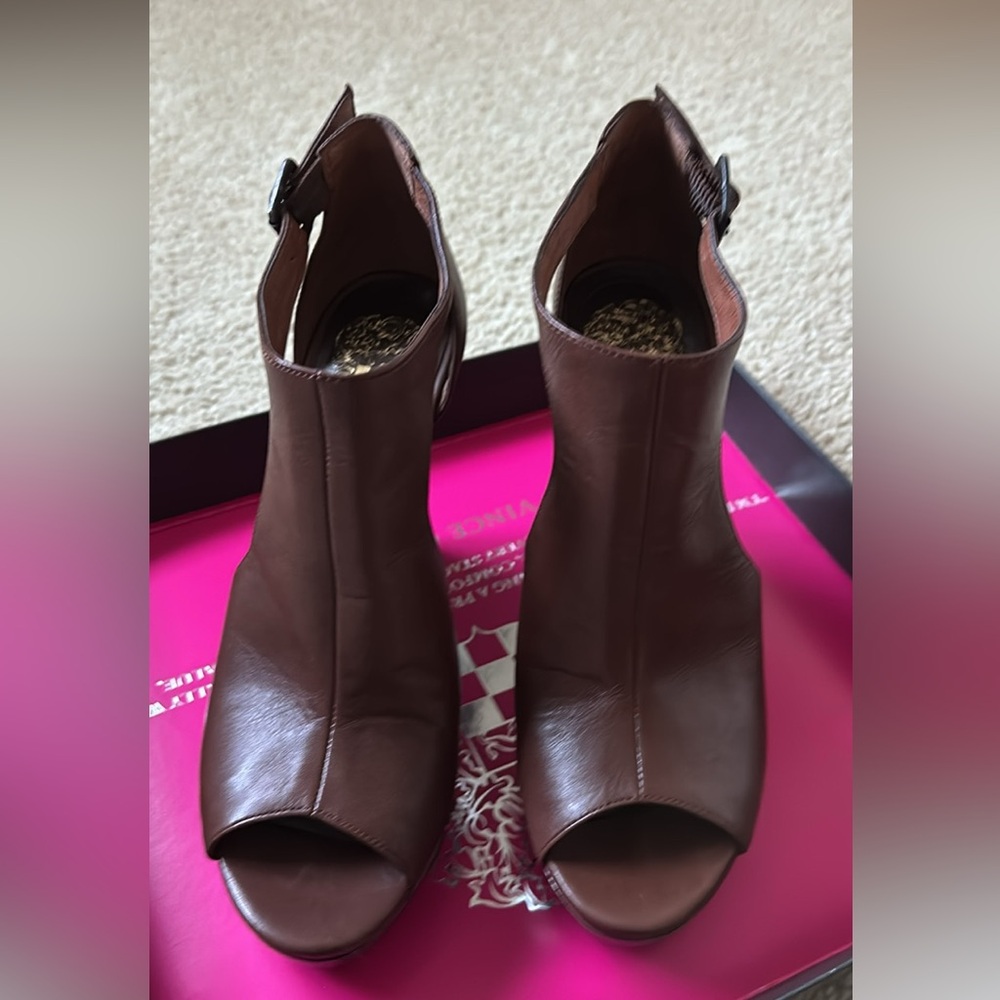 Brown Peep Toe Ankle Platform